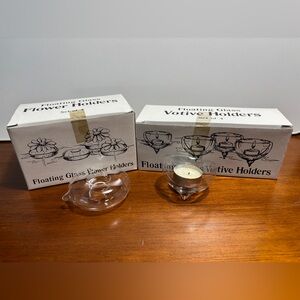 Floating Glass Flower and Votive Candle Holders, Set of 4 for each set